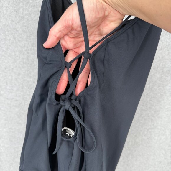 Roxy Womens Lace Back One Piece Swimsuit Size XL Black Beach High Leg Adjustable - Picture 3 of 12